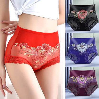 Premium High Waist Lace Embroidered Panties